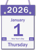 2026 Daily Wall Calendar, Tear off Page per Day with Large Print Dates | 365 Day Calendar for Seniors Gift Home Office School Dorms with Hanging String, 8.5" x 6", Purple