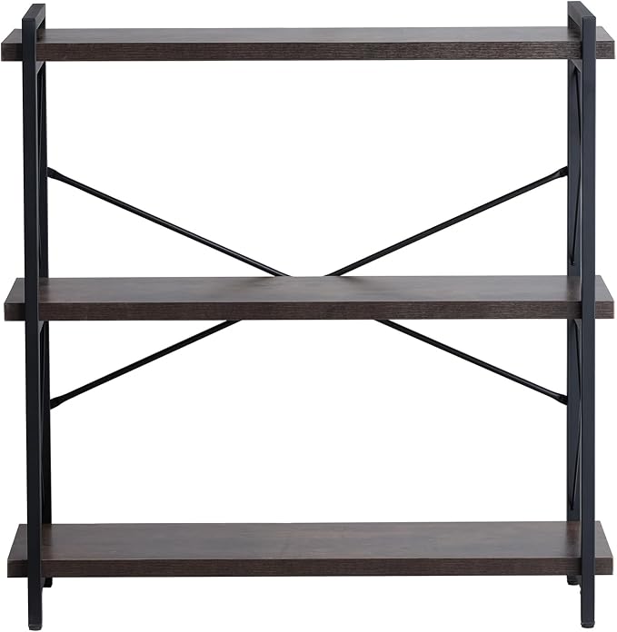 VEVOR Metal Bookshelf, 3-Tier Industrial Bookshelf, Small Rustic Storage Display Bookcase with Open Shelves, Freestanding Display Vintage Shelving Unit Storage Rack, for Living Room, Bedroom & Office