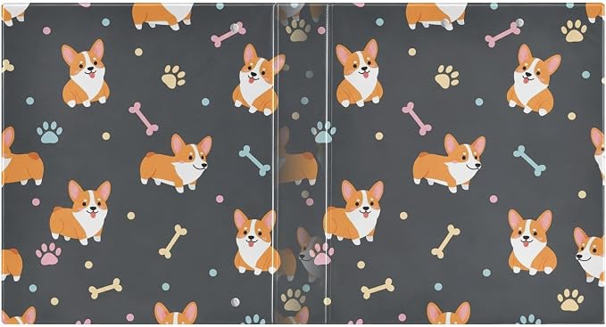 Corgi Paws 3 Ring Binder, 1.5 Inch Heavy Duty Decorative Binder with 2 Pockets, Letter Size Office Organizer