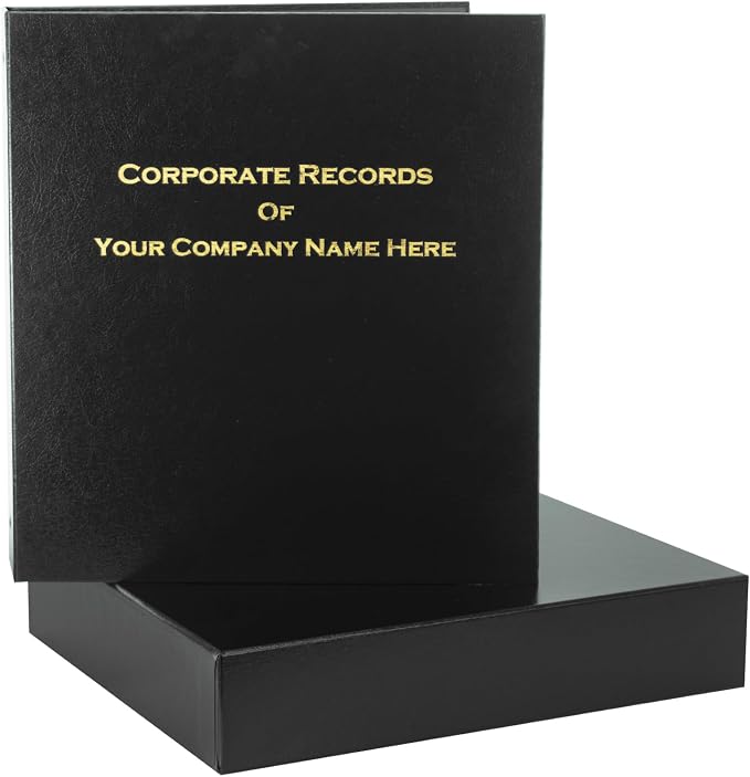 Corporate Kit (Black) - Binder, Slipcase, Minutes & Bylaws, Stock Certificates with Stubs & Customizable Index Tabs