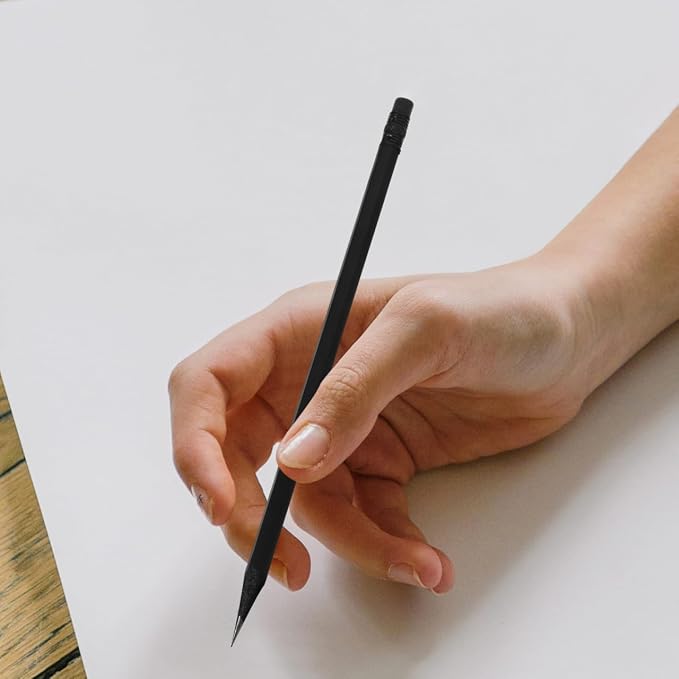 LALAFINA 24Pcs Wooden Pencils with Erasers Black Lead 6.5 Inch Long Writing Drawing Sketching Pencils for School Office Art Supplies
