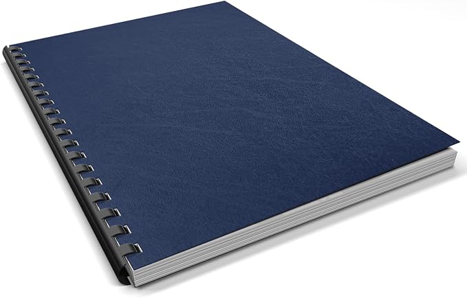 Binditek 16 Mil Leather-Textured Polycovers, 8.5x11 Inches, Navy, 50 Pack | Leather-Textured Binding Covers, 8.5x11 Inches Letter Size, Plastic Binding Presentation Covers, Square Corners, Unpunched