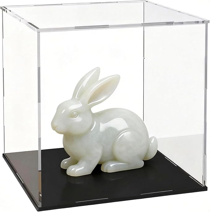 Acrylic Display Case 5x5x5 Inch, Clear Collectible Display Box with Matte Black Base, Dustproof Showcase for Figures, Models, Sports Memorabilia – Easy Self Assembly
