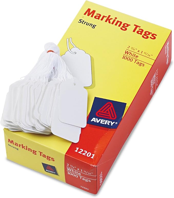 Avery® 12201 Medium-Weight White Marking Tags, 2 3/4 x 1 11/16 (Box of 1000)