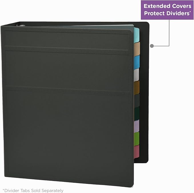 Carstens 2-Inch Heavy Duty 3-Ring Binder - Side Opening, Charcoal Gray, Durable Plastic, Precision No-Gap Rings, Waterproof Covers, No Pockets, Holds 300 Letter Sheets, BPA-Free, Made in USA (5821-3R)