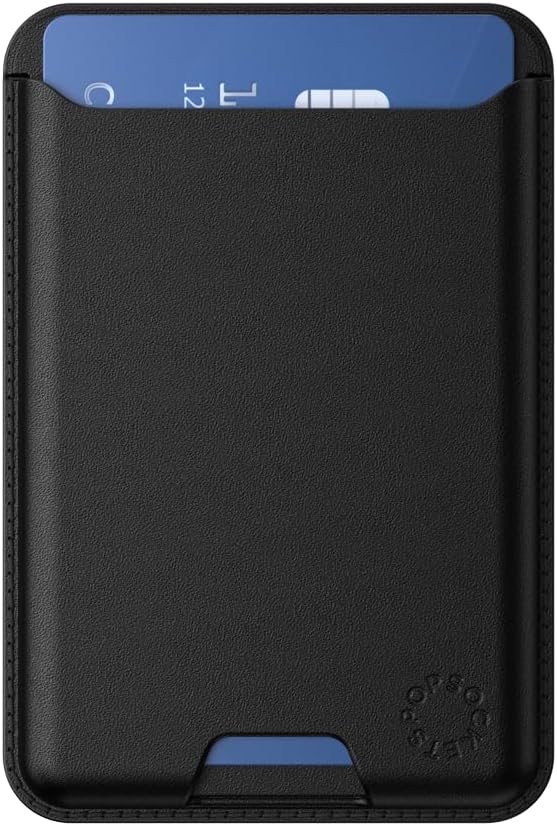 PopSockets Softgoods Phone Wallet and Adapter Ring for MagSafe, Phone Card Holder, Wireless Charging Compatible, Wallet Compatible with MagSafe - Black