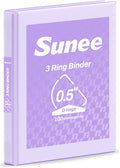 SUNEE 3 Ring Binder 1/2 Inch D Ring, Clear View Binder Three Ring PVC-Free (Fit 8.5x11 Inches) for School or Office Supplies, Light Purple, 1 Pack