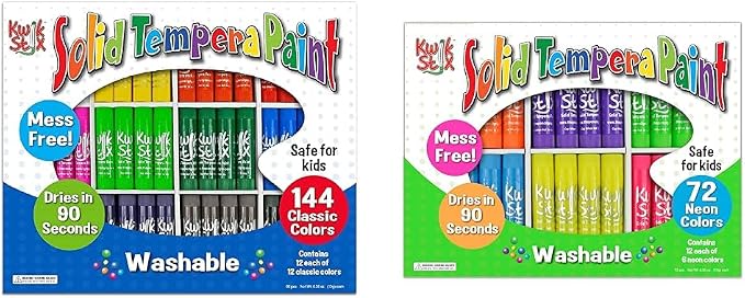 The Pencil Grip Kwik Stix Neon Paint Pens, Tempera Paint Pens, Super Quick Drying, Assorted Neon Colors, 72 Count - TPG-626