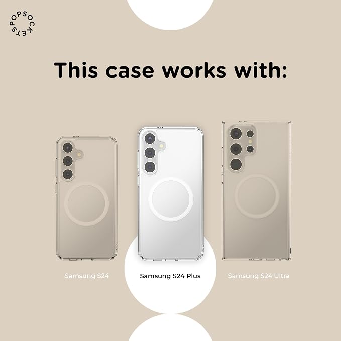 PopSockets Samsung Galaxy S24+ Phone Case MagSafe- Clear | Compatible with MagSafe PopSockets, Drop Protection, Clear, Translucent, iPad, Removable, Popper