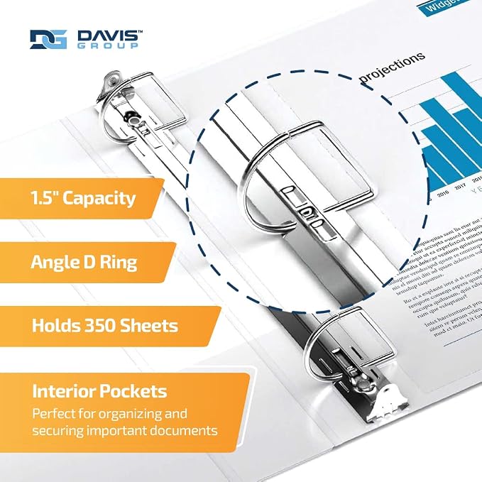 QuickFit PRO Heavy Duty Single Touch View Binder, D Ring, White, 6 Pack, 1.5 Inch