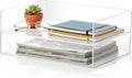 2 Pack Clear Acrylic Stackable Paper Letter Tray Organizer Desktop File Organizer for Office Workspace Document Storage, 12.4x8.7x2.75 Inch