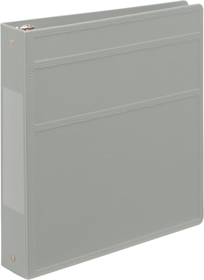 Carstens 1.5-Inch Heavy Duty 3-Ring Binder - Side Opening, Ash Gray, Durable Plastic, Precision No-Gap Rings, Waterproof Cover, No Pockets, Holds 250 Letter Sheets, BPA-Free, Made in USA (2020-3R)