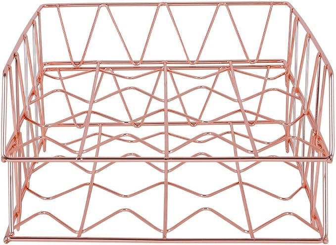 Set of 2 Office Supplies Metal Stackable File Document Letter Tray Organizer for Desk, Rose Gold