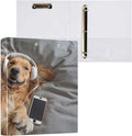 Blueangle Golden Retriever Dog 3 Ring Binder 1.5 Inch, Clipboard Binders with 2 Pockets, Decorative 3 Ring Binder for Office Supplies