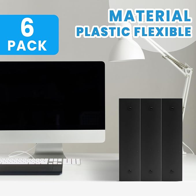 Henoyso 2 Inch 6 Pack Mini Clear View 3 Ring Binders for 5.5"x8.5",Black | Holds 490 Sheets, Clear Front Covers, Flexible Plastic Binder Bulk, Three Round Rings, School Office Report Filing, Planners