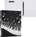 Aslsiy Kids 3 Ring Binder 1.5 Inch Piano Keys Musical Notes Girls Round Clipboard Binder Decorative Harcover Binders Organizer for Office School Supply