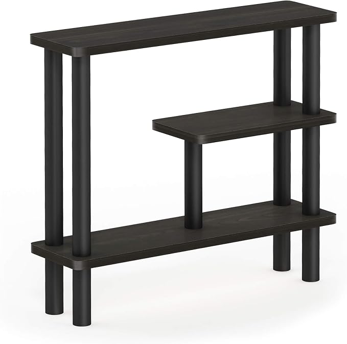 Furinno Turn-N-Tube Slim Space Saving Storage Rack, Espresso/Black | Storage Rack, Space Saving Shelf, for Bathroom, Living Room, Entryway