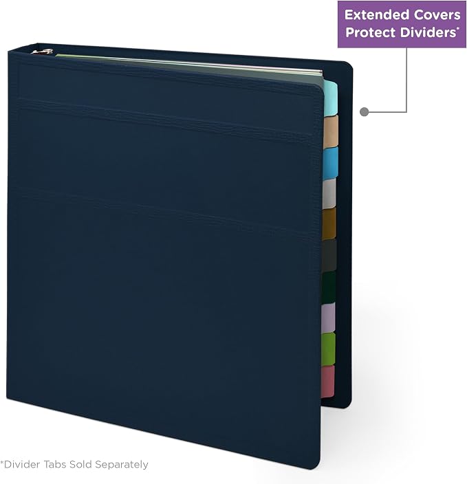 Carstens 1.5-Inch Heavy Duty 3-Ring Binder - Side Opening, Navy Blue, Durable Plastic, No-Gap Rings, Waterproof Cover, No Pockets, Holds 250 Letter Sheets, BPA-Free, Made in USA (2024-3R), Case of 20