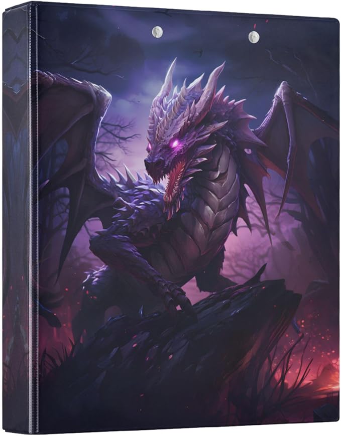 3 Ring Binder Dragon Purple 1.5" Round Ring Binders View Binder with 200 Sheet for Kids School Supplies Women Men Office, 1 Pack