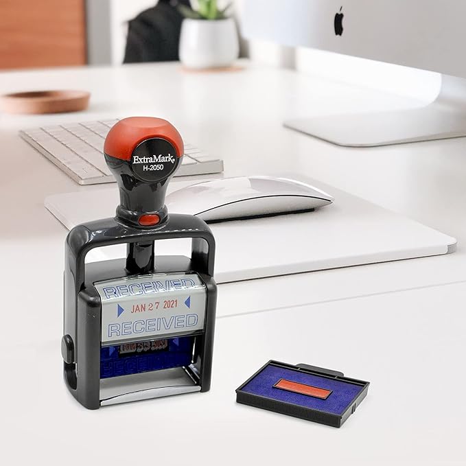 Heavy Duty Style Office Date Stamp with DEPOSITED - Self Inking Dater - Style C - Black Ink Color