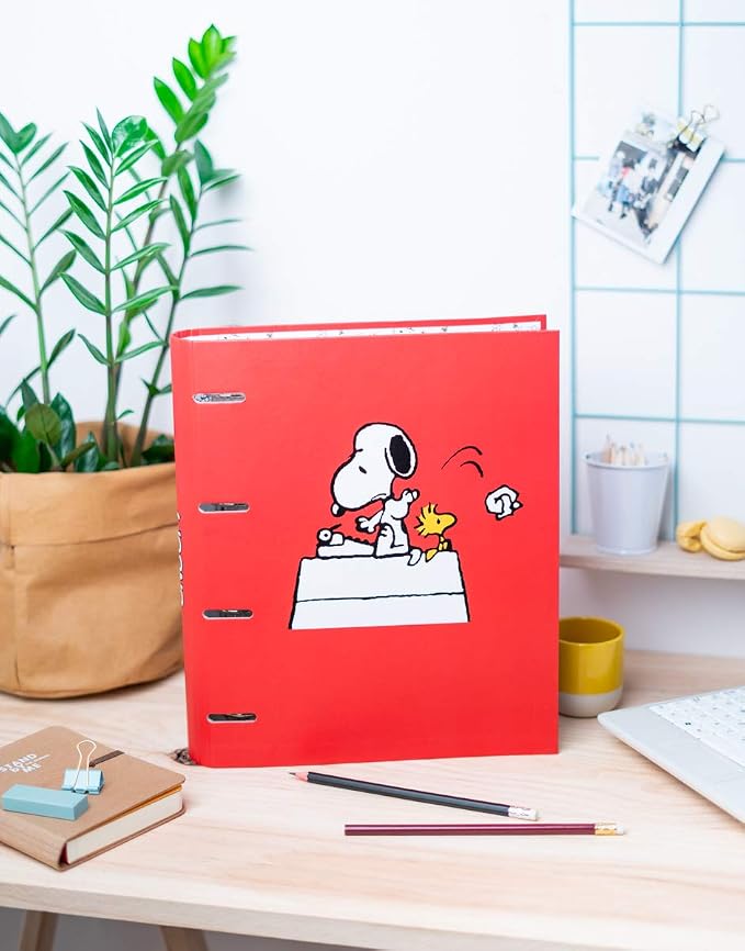 Grupo Erik 4 Ring Binder A4 - Snoopy Stationery | 10.6 x 12.6 inches - 27 x 32 cm - A4 Ring Binder Folder, Document Folder | Peanuts Snoopy Gifts for Dog Lovers
