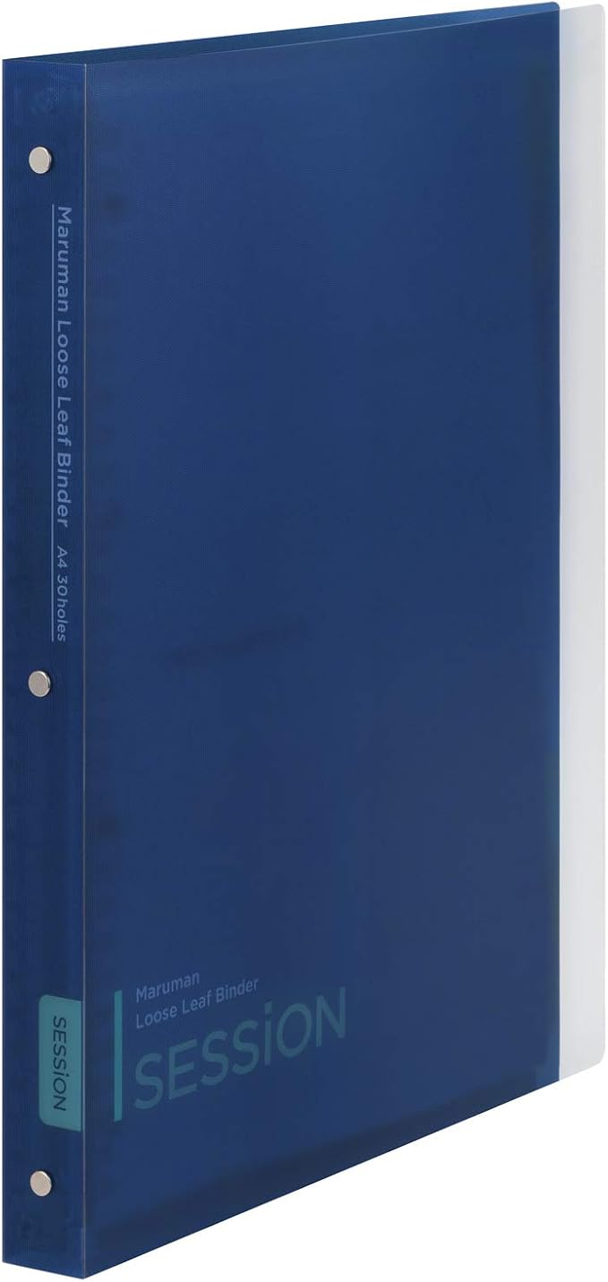 Maruman Session 30-Ring Binder, 5 Tab Dividers, A4, 8.27"x11.69", Blue | Flexible Translucent Cover, Holds Up To 90 Sheets, Erasable Tabs, Storage Pocket, For Loose-Leaf Organization, Made in Japan