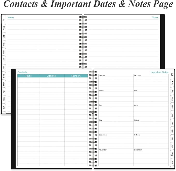 Daily Planner 2026-2027 Full Page Per Day- 2026-2027 Daily & Monthly Planner from July 2026 to June 2027, Day Planner 2026-27 with 12 Months Tabs, 8.5" x 11", Black