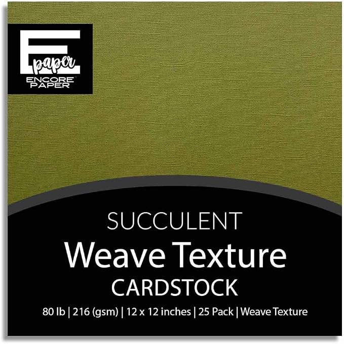 SUCCULENT—12x12 Textured Cardstock | 80lb Textured Green Scrapbook Paper | Premium Cardstock for Cricut Cutting | 25 Sheets