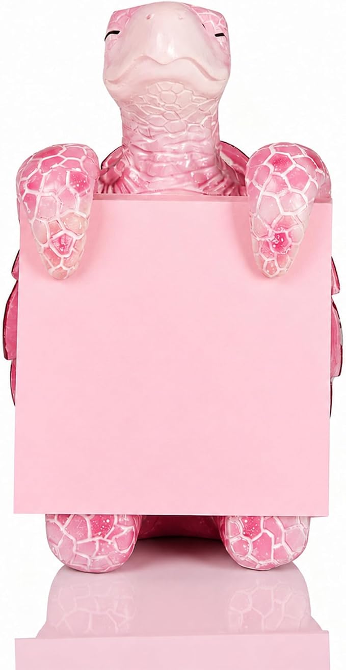 Sea Turtle Pop-Up Sticky Note Dispenser for 3 x 3 in Notes, Pink | Includes 100 sheets, handmade resin desk decor for office, home or classroom; gift for teachers, coworkers and turtle lovers