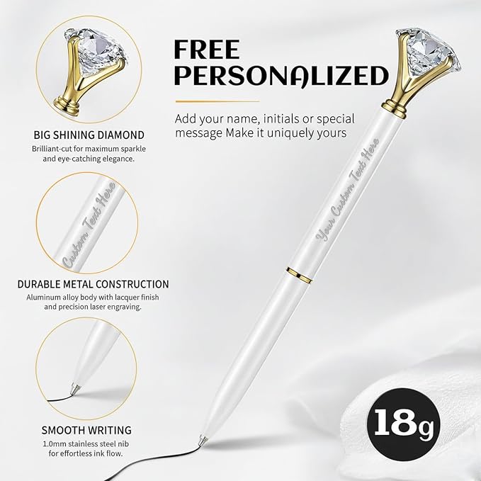 HISHER 20 Pack Custom Crystal Ballpoint Pens Smooth ABS Plastic Twist Pen
