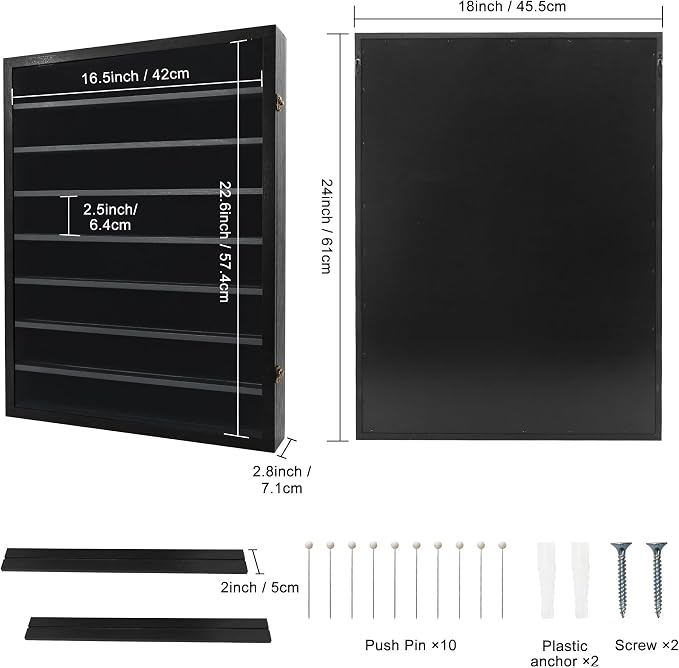 18*24 Large Black Shadow Box Frame with Removable Shelves,Shadow Boxes Display Cases for Small collectables，Deep Memory Box Display Case Trinket Shelf for Collection，Coins，Miniatures Figures