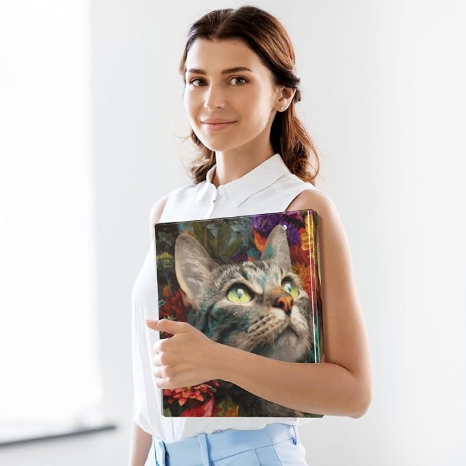3 Ring Binders 1.5 Inch Clear View Three Ring Binders Versatile Cat in Flower Binder for Work School Office Supply 1 Pack
