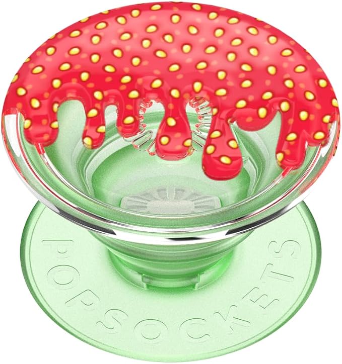 PopSockets Adhesive Phone Grip, Holder- Strawberry Drip | Secure Comfortable Hold, Anti-Drop, Kickstand, Strawberry, Fruit, Phone, Women