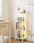 Open Book Shelf with LED Lights, 4 Tier Small Bookshelf, Narrow Freestanding Shelf Bookcase with Open Shelves, 14.96" x 10.63" x 41.26", Book Shelves for Living Room, Office, Study, White