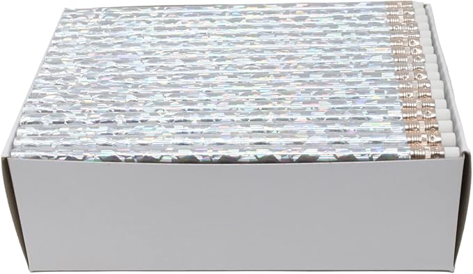 Pencil Guy Blank Glitz Round Pencils Silver
