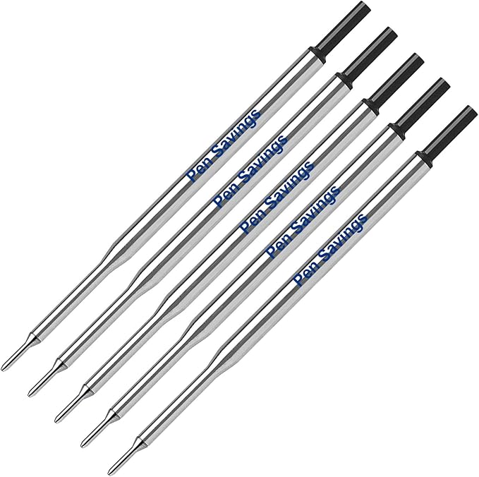 5 Pen Savings Ballpoint Pen Refills Compatible with Papermate Lubriglide, Aspire, PhD Pens, Medium Point, Bulk Packed (Black)