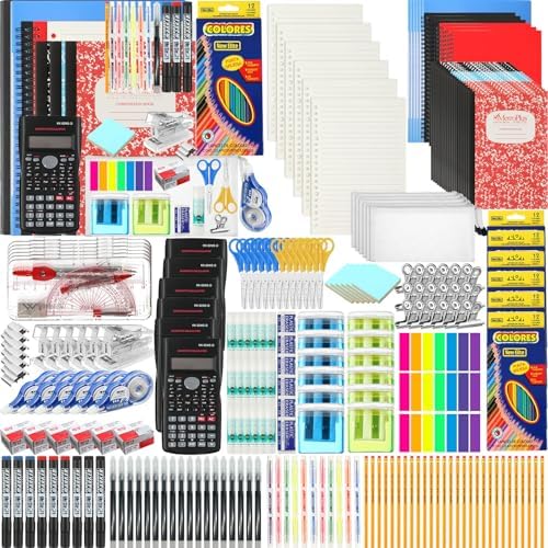 Gilprop 816 Pcs Middle High School Supplies Kit 6 Sets Back to School Supplies for Kids Middle High College Bundle Essential Stuff Bulk Stapler Notebook Calculator for Student Teen Classroom
