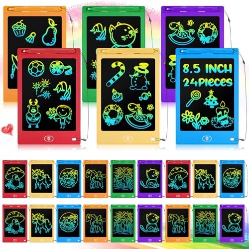 Zhehao 24 Pcs LCD Writing Tablet Kids Board, Bright Color, Round Style