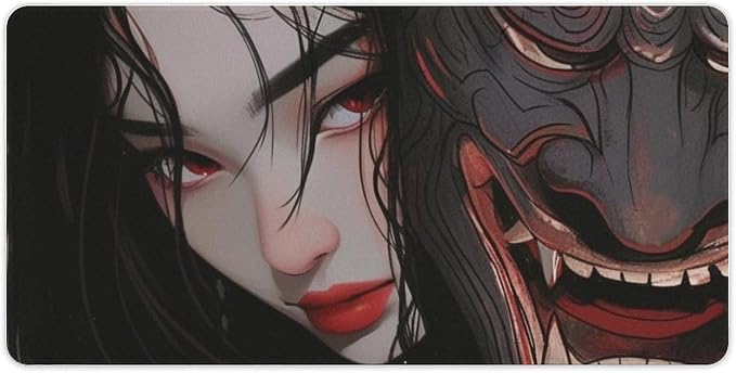 Large Mouse Pad Gaming Mousepad Japanese Fantasy Female Samurai Anime Girl Desk Mat for Keyboard and Mouse Mat Non-Slip Rubber Desk Pad 30x60cm, Style