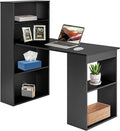 COSTWAY Computer Desk with Shelves, 48” Study Writing Desk with 6-Tier Storage Shelves, Reversible Study Workstation w/Wide Base for Home, Office & Dorm, Easy Assembly