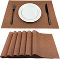 WAZAIGUR Placemats Crisscross Woven Vinyl Place Mats Set of 6 Rust Red