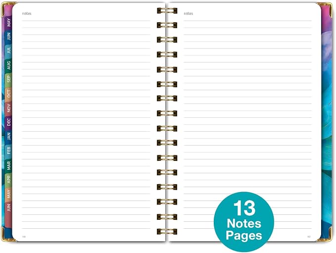 HARDCOVER Academic Year 2026-2027 Planner: 14 Months (May 2026 Through June 2027) 5.5"x 8" Daily Weekly Monthly Planner Yearly Agenda. Bookmark, Pocket Folder and Sticky Note Set (Rainbow Petals)