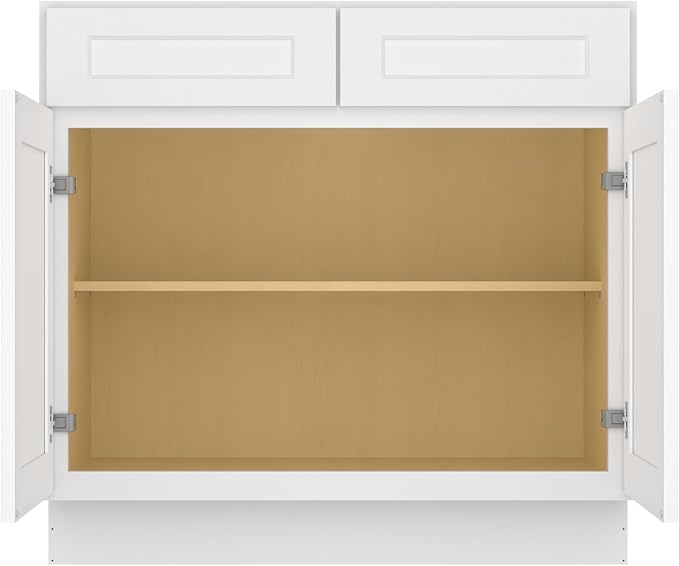 Furinno Shaker Drawer Base Kitchen Cabinet with 2-Doors, Ready to Assemble, 24 D x 36 W x 34.5 H, White