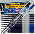 Replacement for Cross Slim 8910, Gel Rolling Ball Refill, 6 Black + 6 Blue