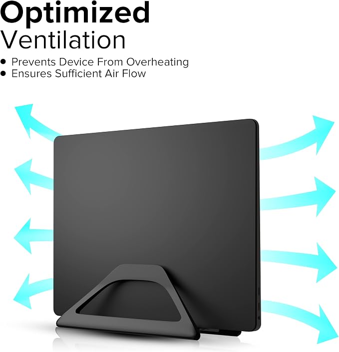 Aluminum Vertical Laptop Stand with Gravity Auto-Lock – Adjustable Laptop Holder Vertical fits MacBook Pro/Air, Chromebook & Gaming Laptops up to 17.3" – Space-Saving Desktop Dock - Black