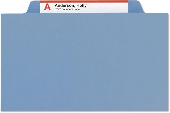 Smead Classification File Folder, 2" Expansion, 2/5-Cut Tab, Letter Size, 10 per Box (1 Divider, Blue)