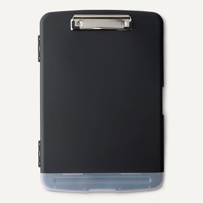 Amazon Basics High Capacity Nursing Clipboard with Storage and Pen Holder, 14.37 x 9.84 x 1.49 inches, Black (Pack of 6)