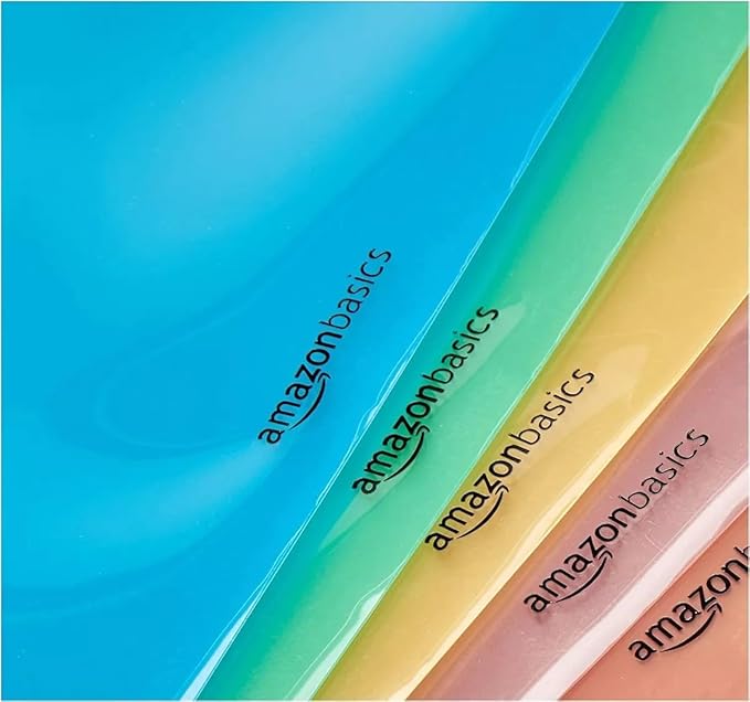 Amazon Basics 5-Tab Dividers for 3 Ring Binder, Two Pocket, Letter Size, Assorted Colors, 15 Count