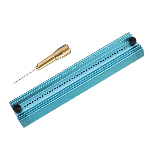 Bookbinding Hole Punching Kit, Complete Set with Awl, Cradle, Aluminum Alloy, Self-Locking Design for DIY Crafts, Notebooks, Journals, Planners (Bidirectional Limit)