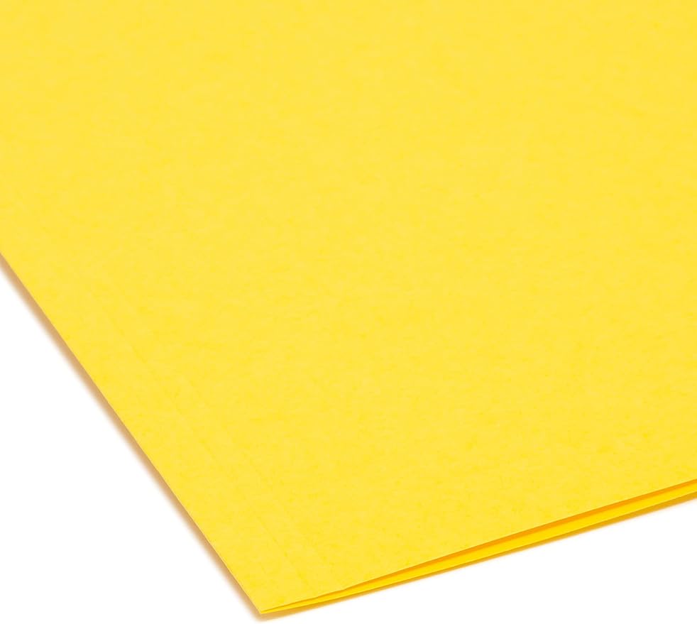 Smead Interior File Folder, 1/3-Cut Tab, Letter Size, Yellow, 100 per Box, Expandable File Folders for Filing Cabinet